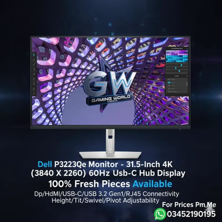 Dell P3223QE 31.5″ 4K UHD LED Monitor Dp/Hdmi/Usb-C/Usb 3.2Gen1/ Rj45