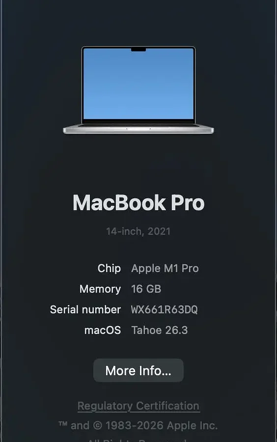 Macbook Pro 2021 M1 Pro