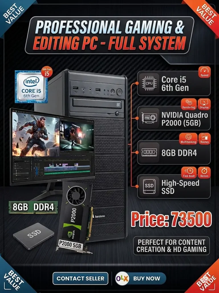 Core i5 6th Gen Gaming PC | 5GB Quadro P2000 | 8GB DDR4 | SSD
