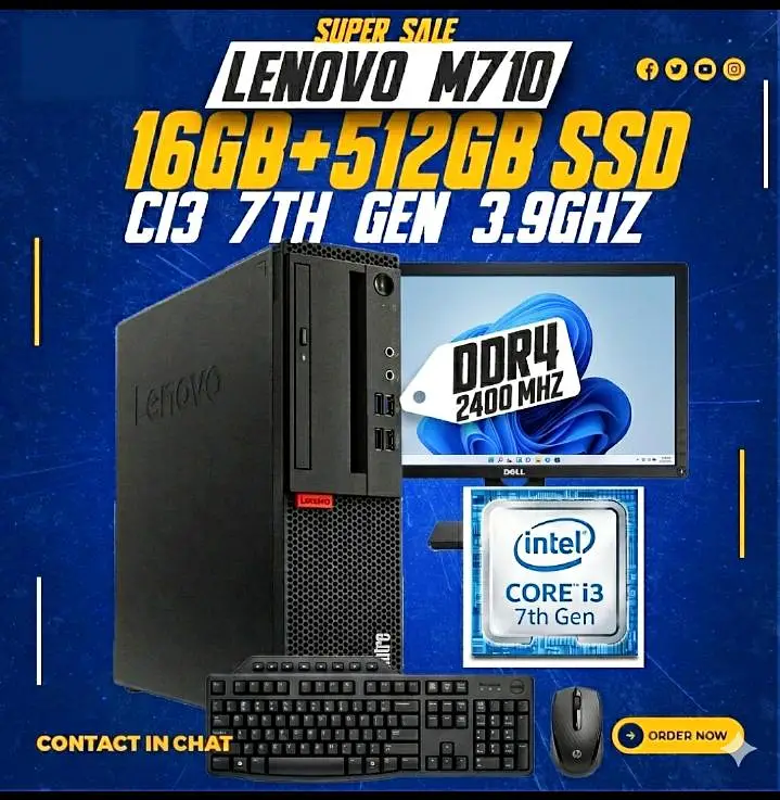 16GB DDR4 RAM | 512GB SSD | Core i3 7th Gen 3.9Ghz Complete Set Lenovo