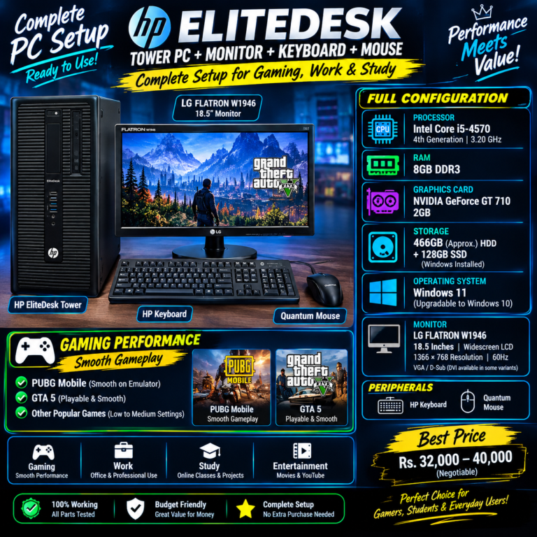 HP EliteDesk Complete PC Setup | Gaming + Work + Study | Ready to Use