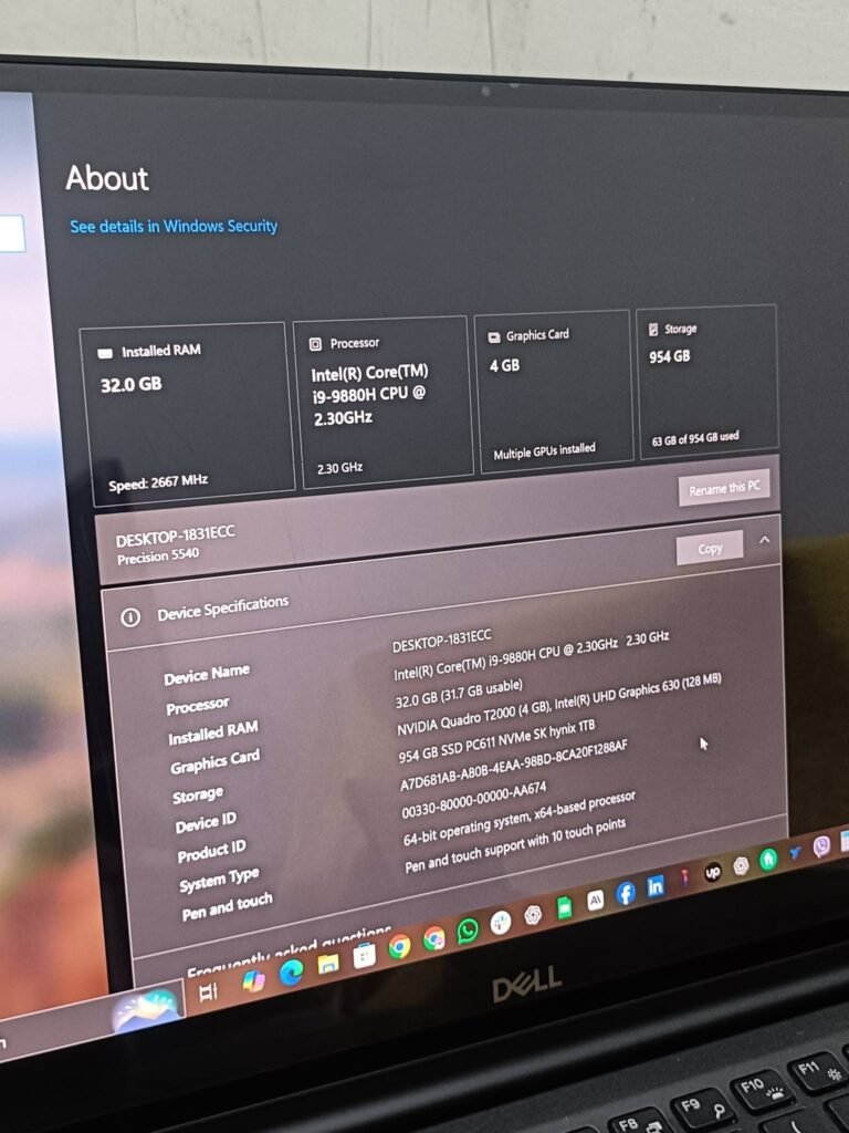 Dell Precision 5540 | Core i9 9th Gen | 32GB | 1TB NVMe | 4K Touch