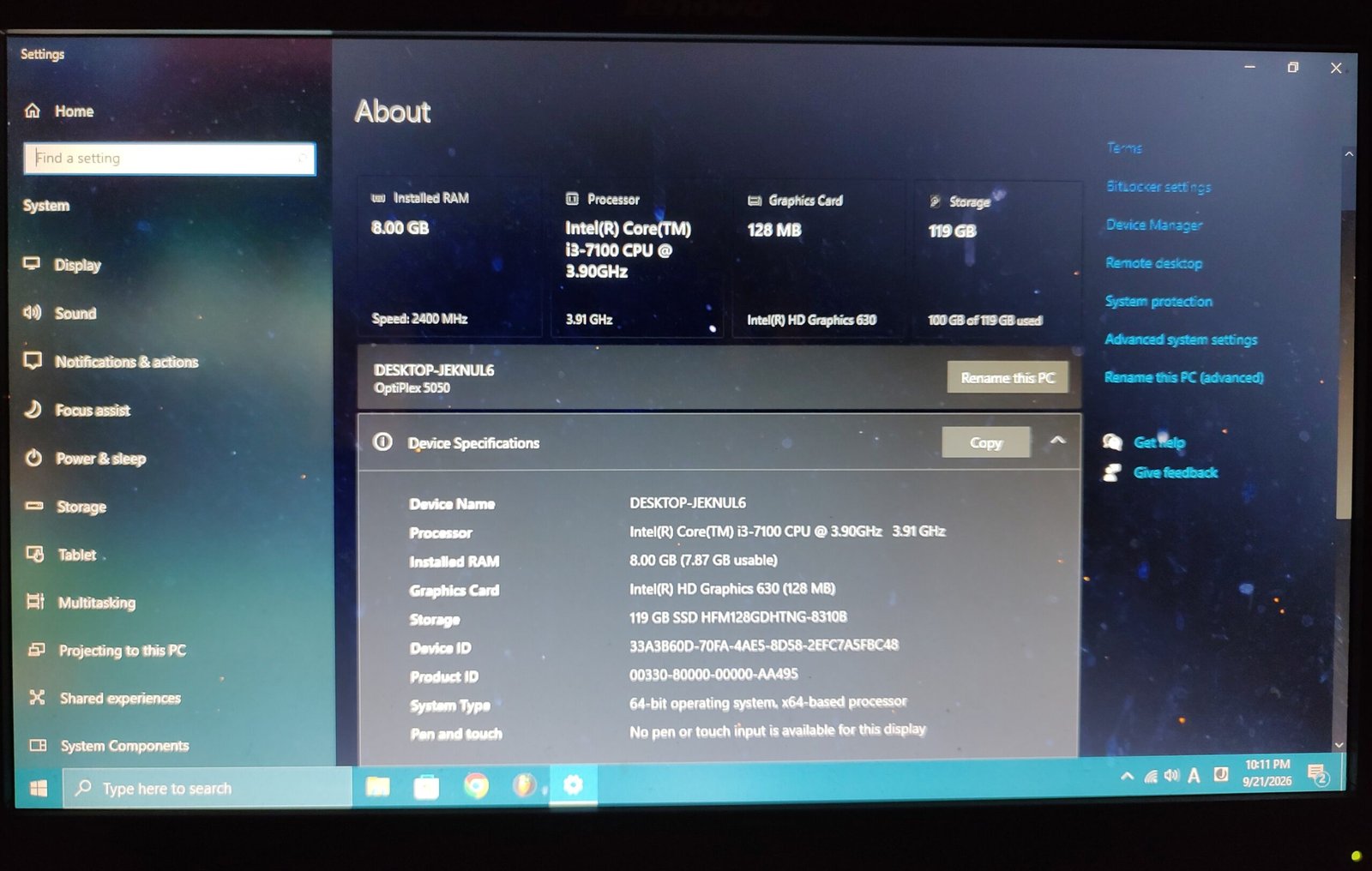 Dell OptiPlex 5050 - Core i3 - Intel 7th Generation - 8GB RAM - 128GB SSD for Sale in Rawalpindi