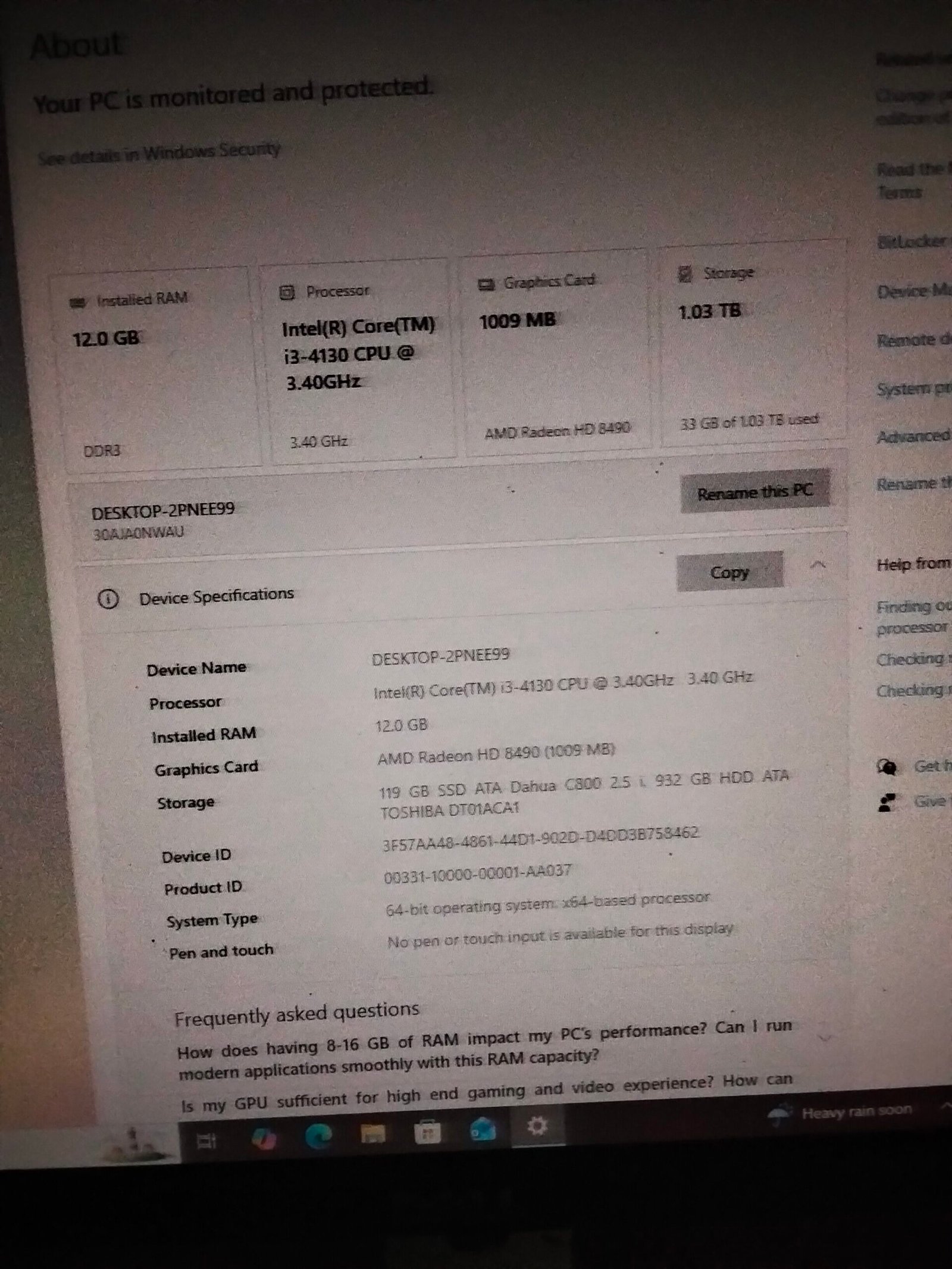 Lenovo Custom-Built Gaming PC - Core i3 - AMD - 12GB RAM for Sale in Karachi