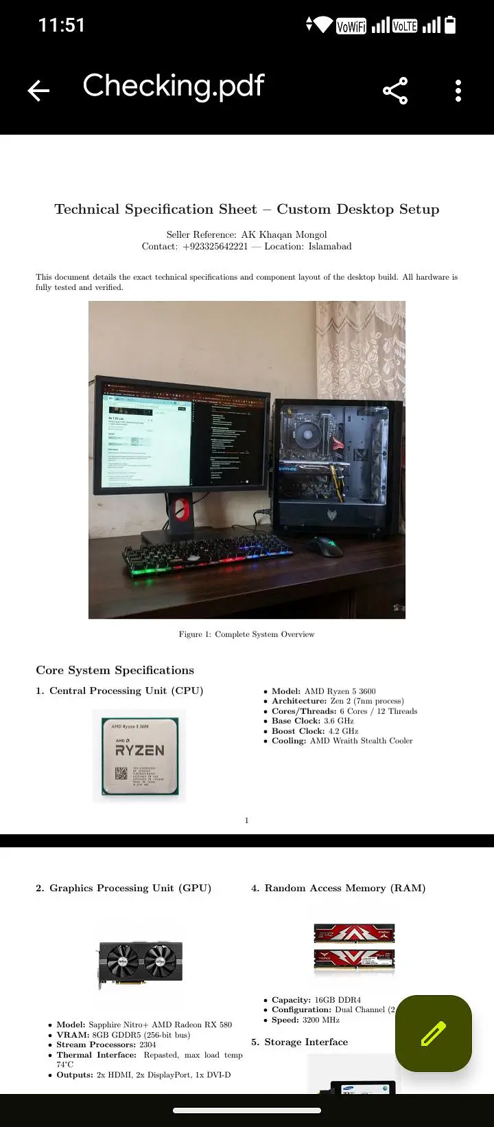 Gaming Desktop PC Setup / AMD Ryzen 5 3600 / 16GB DDR4 RAM