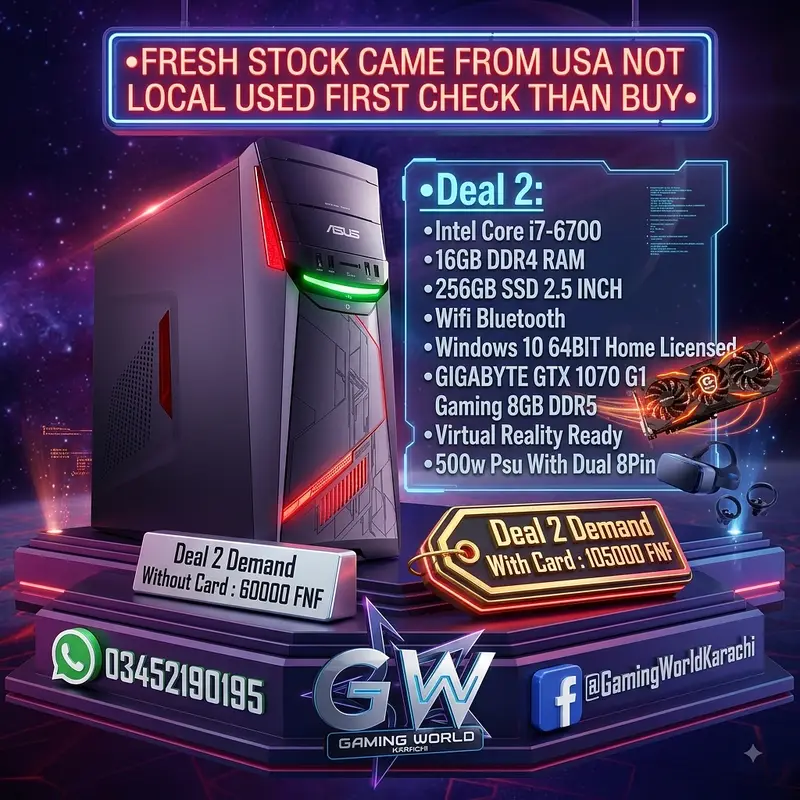 Asus Gaming PC – Core i7 – GeForce GTX 1660 Ti – 16GB RAM – 256GB SSD for Sale in Karachi