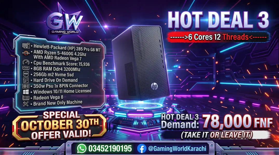 HP Prebuilt Gaming PC - AMD Ryzen 5 - Integrated - 8GB RAM - 256GB SSD for Sale in Karachi