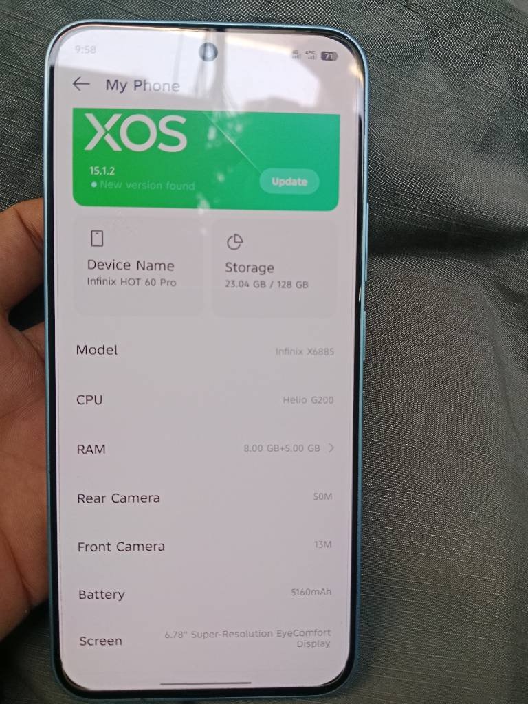 Infinix Hot 60 Pro - 128GB SSD - 8GB RAM - PTA Approved for Sale in Lahore